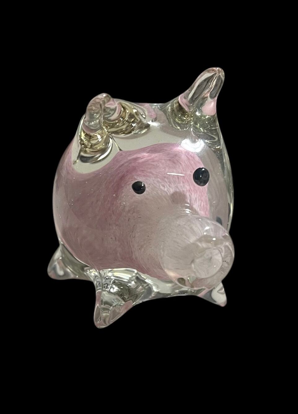 Art Glass Pink Pig Decor
